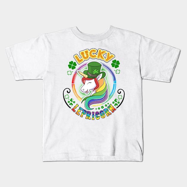 St Patrick's Design For Kids Lucky Lepricorn Kids T-Shirt by KsuAnn